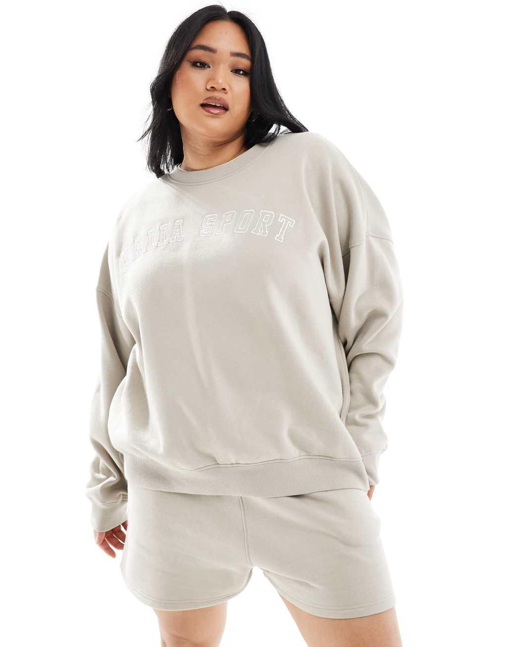 Kaiia Plus logo sweatshirt in stone - part of a set Product Image