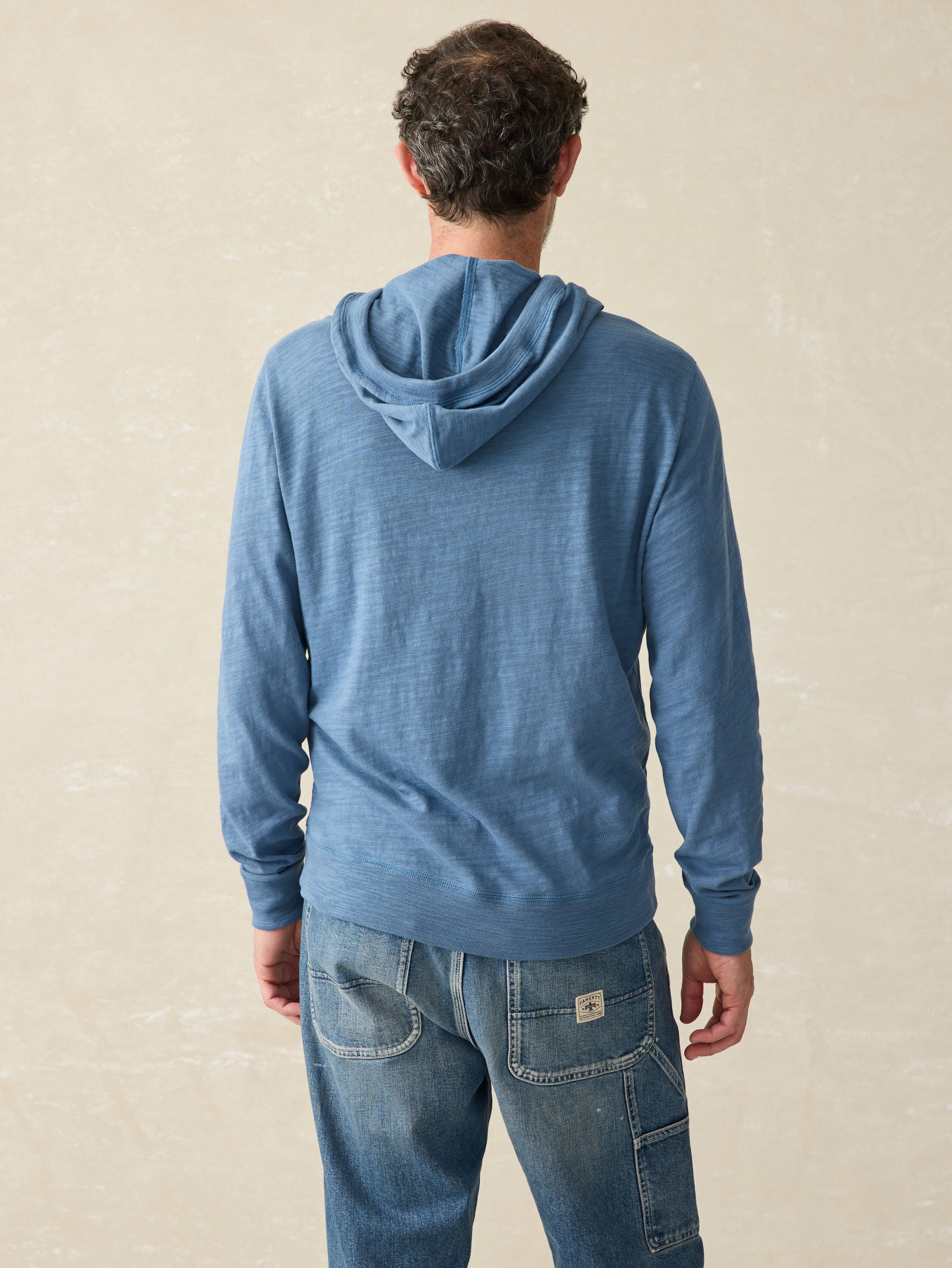 Sunwashed Slub Hoodie - Aqua Ocean Male Product Image