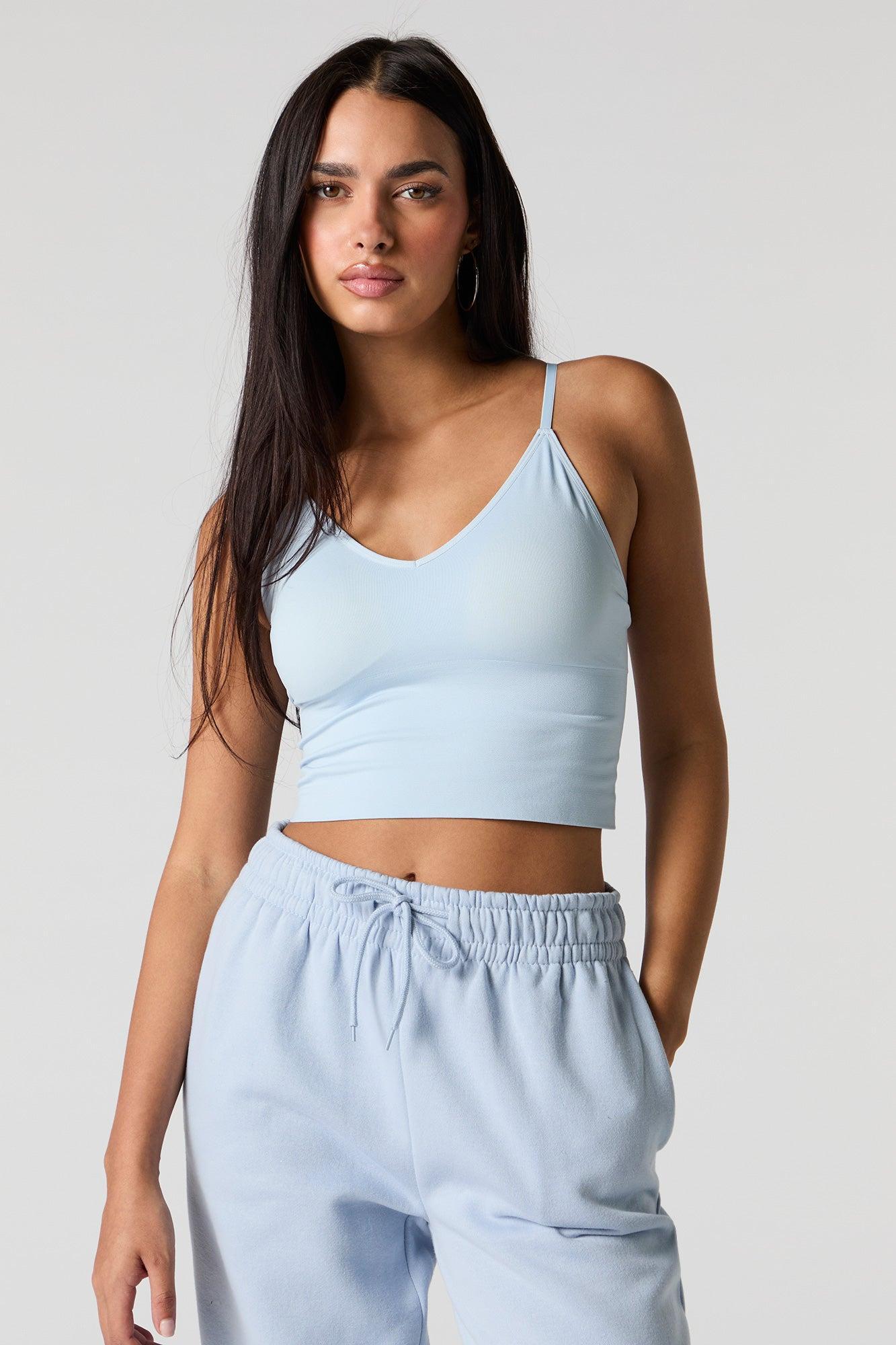 Seamless V-Neck Cami with Built-In Bra Cups Female Product Image