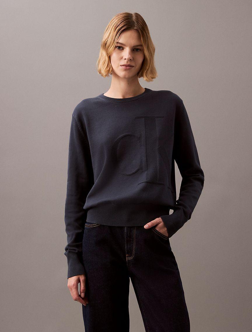 Smooth Cotton Relaxed Monogram Logo Sweater Product Image