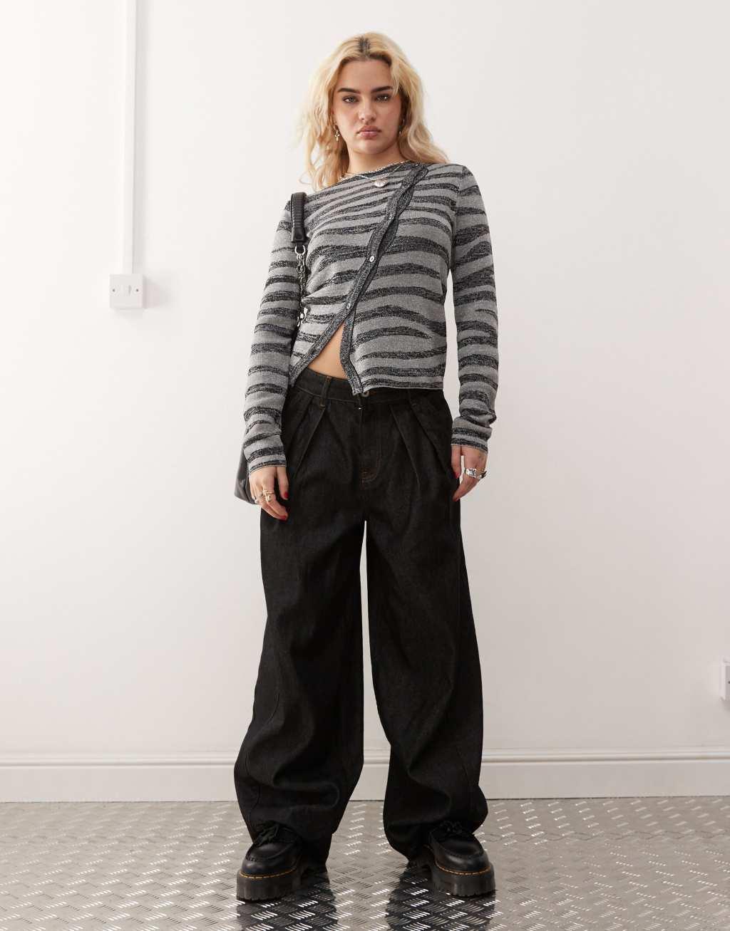 COLLUSION zebra cardigan in black Product Image