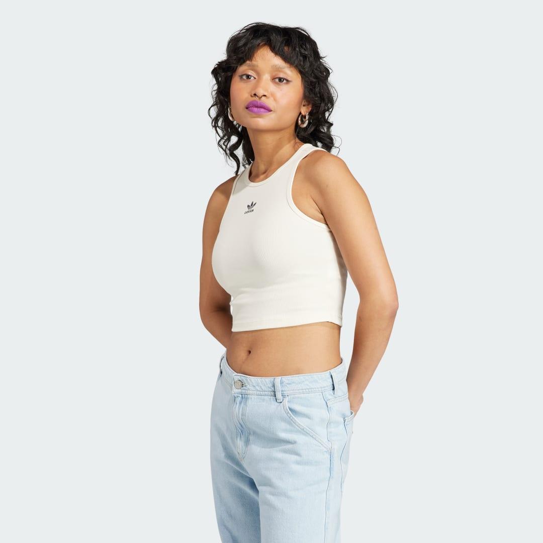 adidas Originals Womens Rib Tank Top - White/Black Product Image