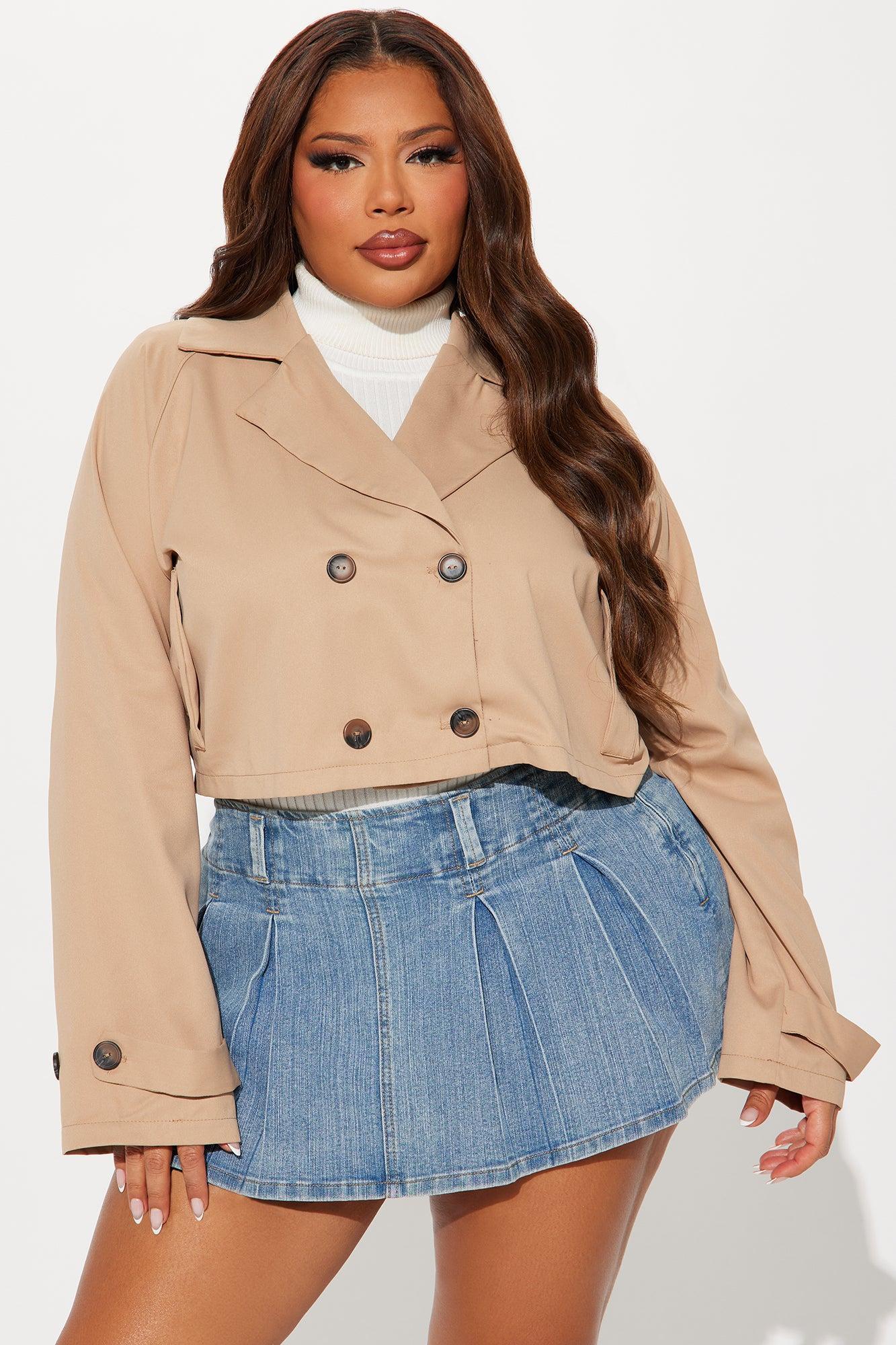 Rainy Days Cropped Trench - Khaki Product Image