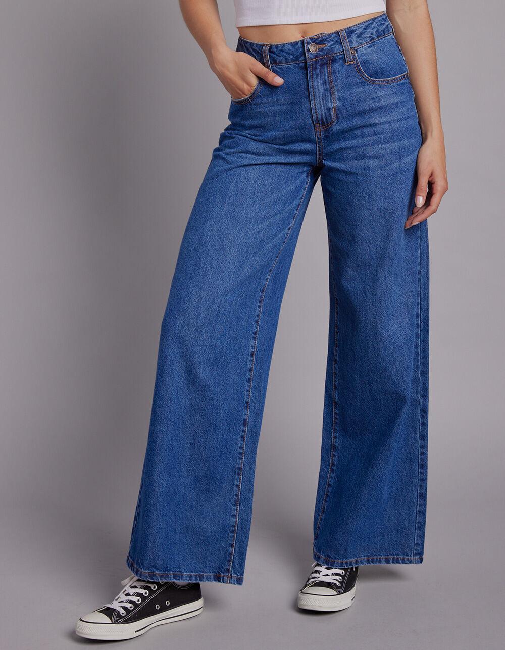 RSQ Womens High Rise Wide Leg Jeans - DARK WASH Product Image