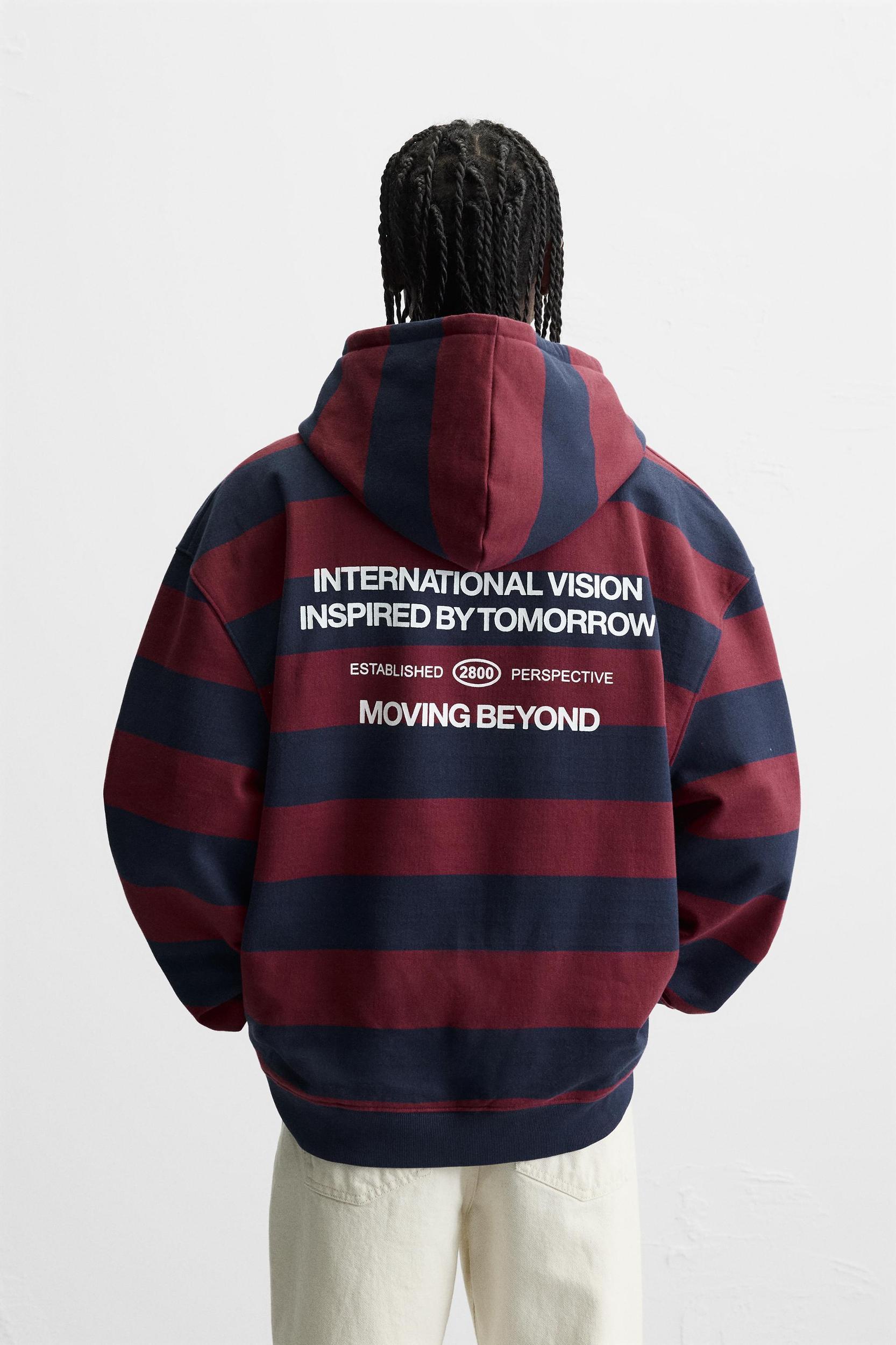 STRIPED HOODED SWEATSHIRT Product Image