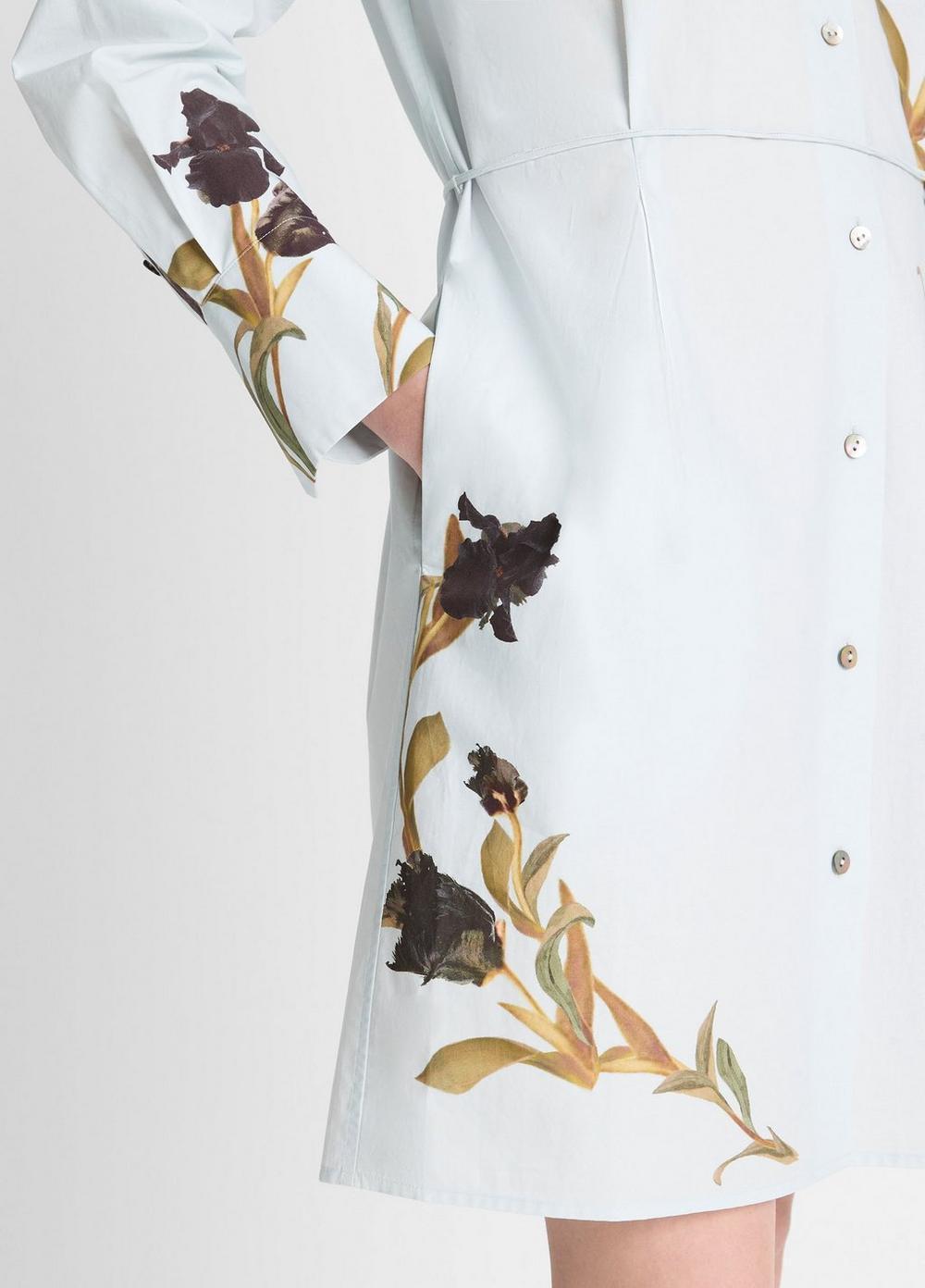 Womens Placed Iris Cotton Shirt Dress, Salt Glass/black Iris, Size L Vince Product Image