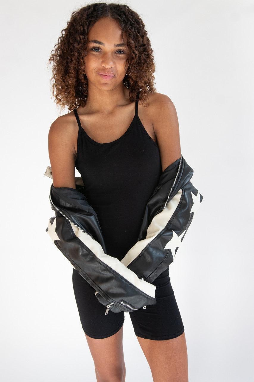 Open Back Biker Romper Product Image