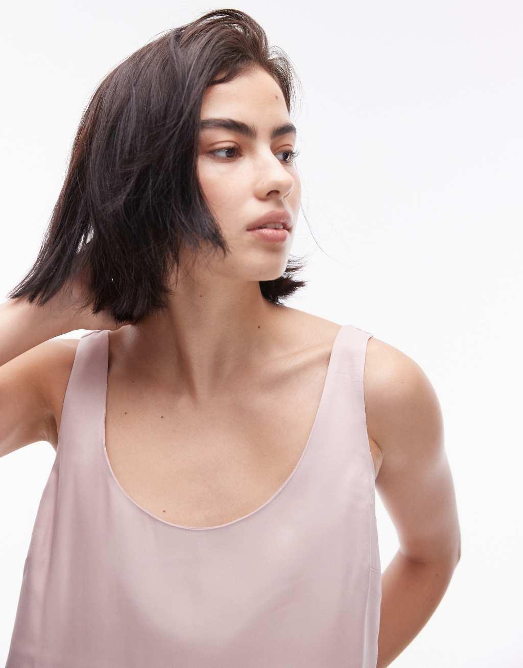 Topshop scoop neck cami in rose - part of a set Product Image