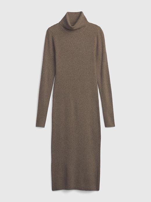 Turtleneck Rib Midi Sweater Dress Product Image