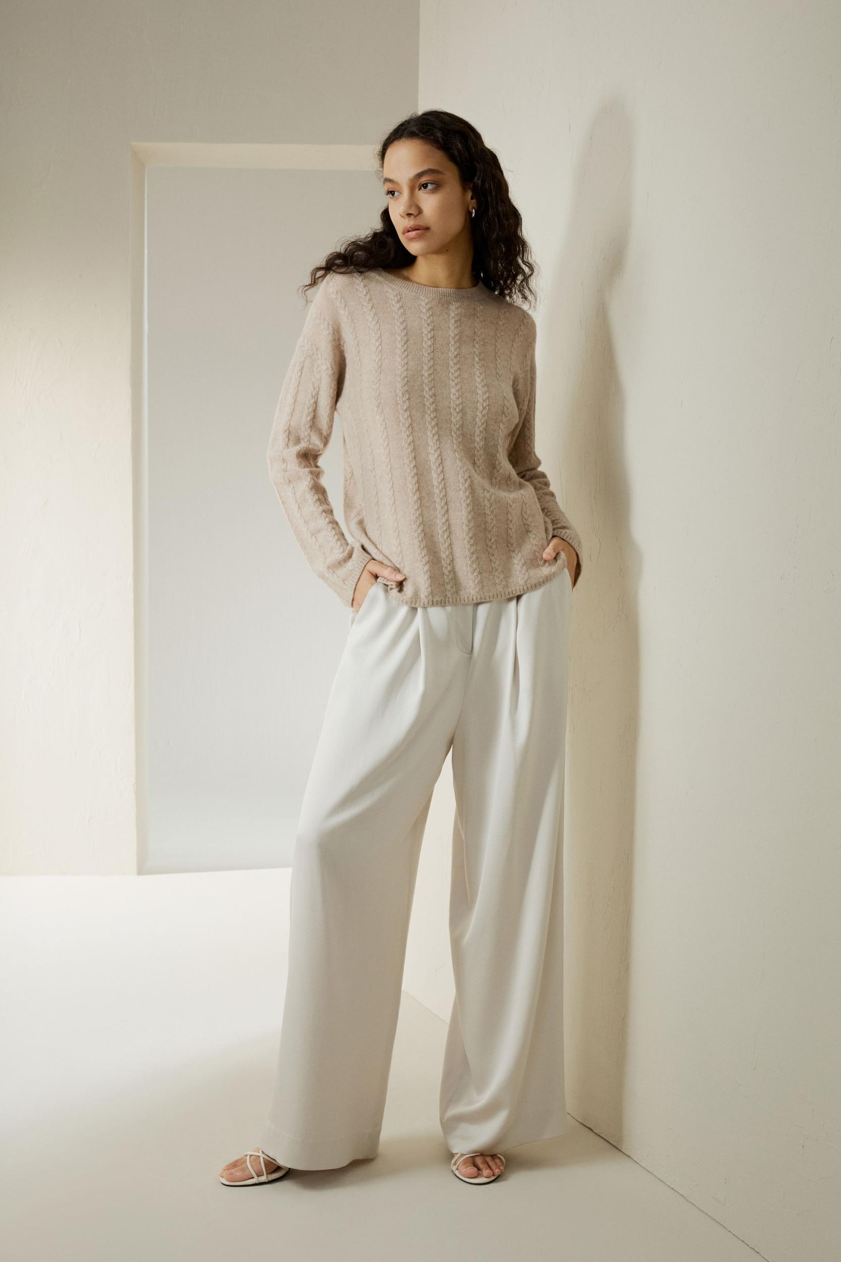 Semi-Sheer Cable-knit Cashmere Sweater Product Image