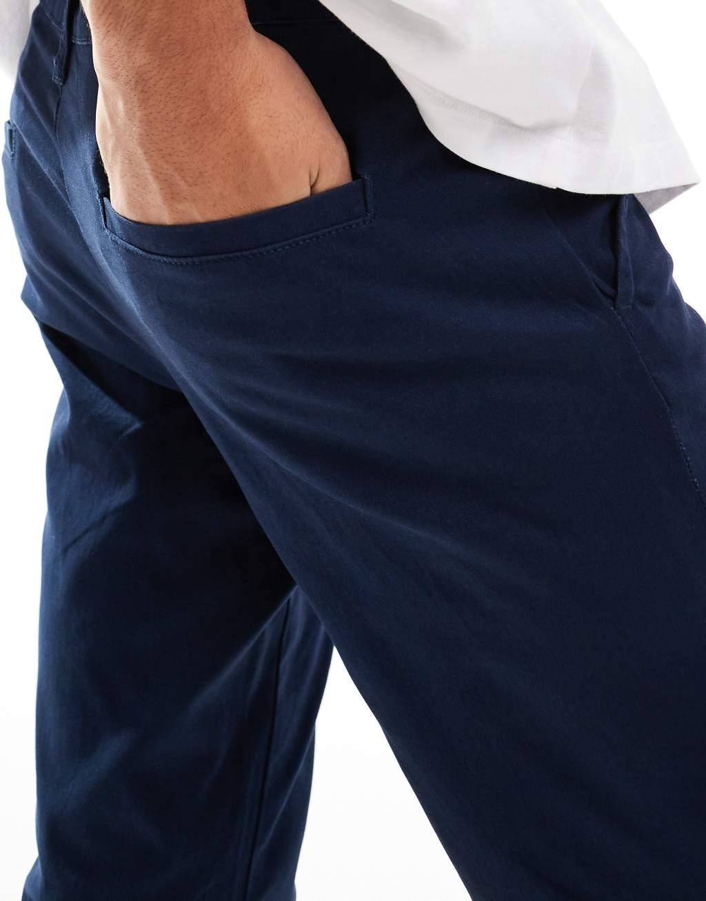 ASOS DESIGN slim chinos in navy Product Image