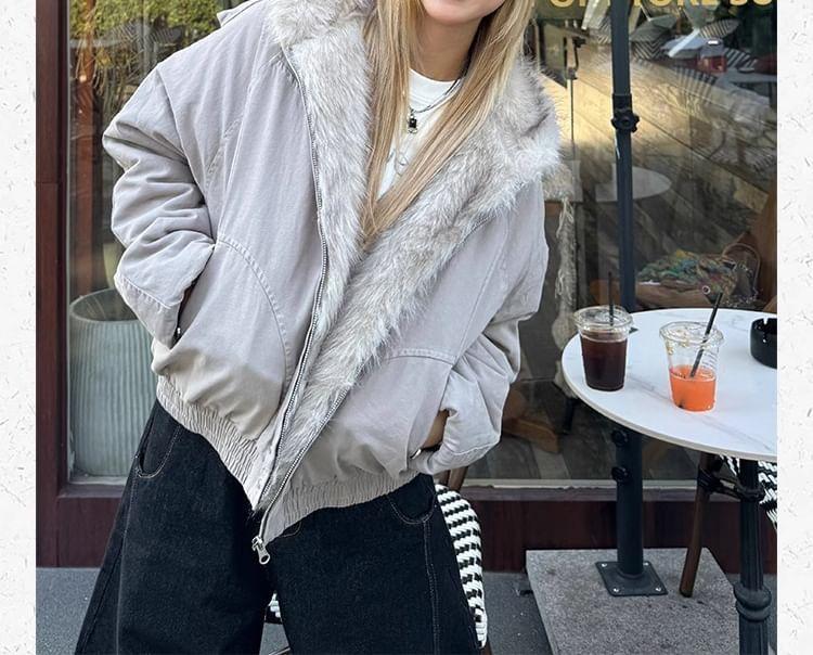 Fleece Lined Zip-Up Hooded Padded Jacket Product Image