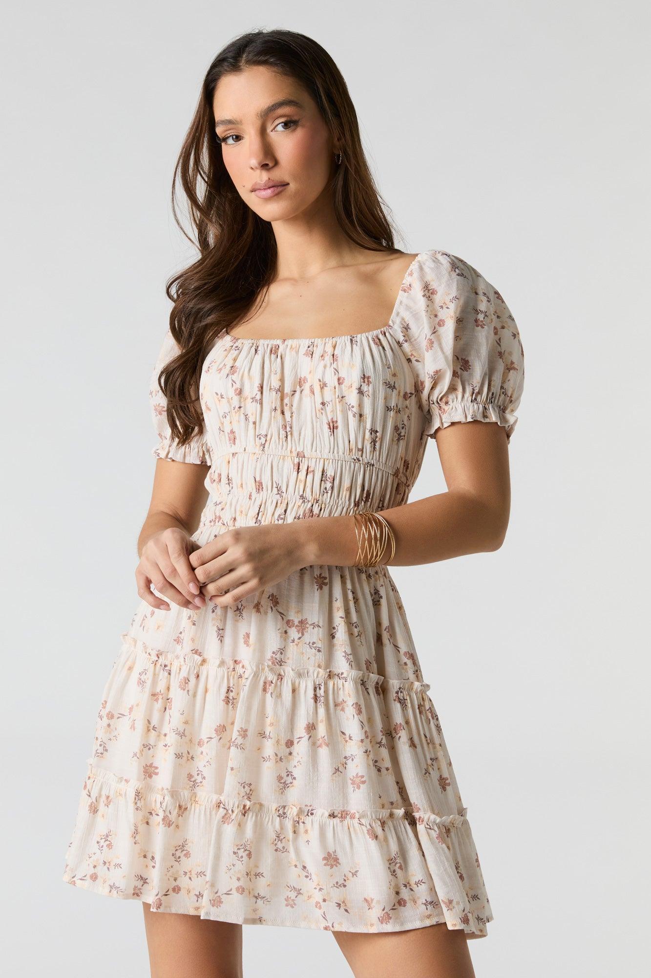 Smocked Tiered Mini Dress Female Product Image