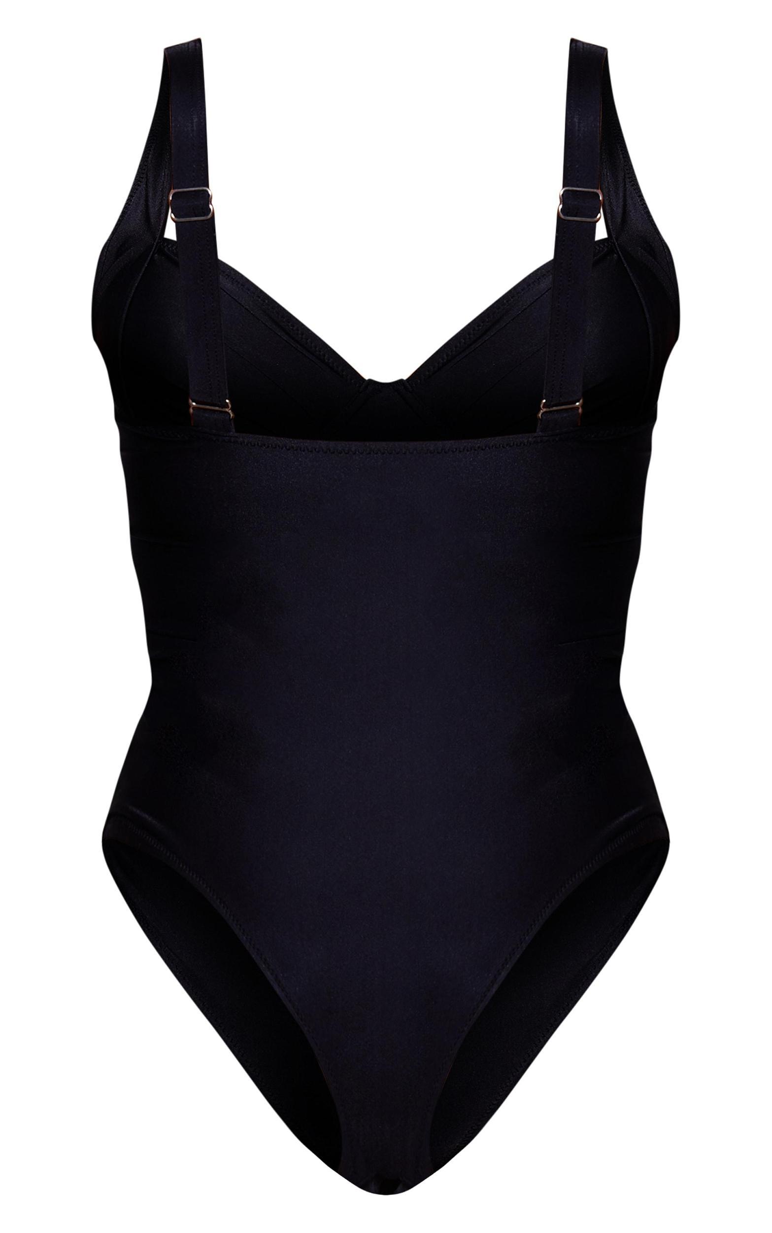 Black Ruched Cup Underwired Swimsuit Product Image