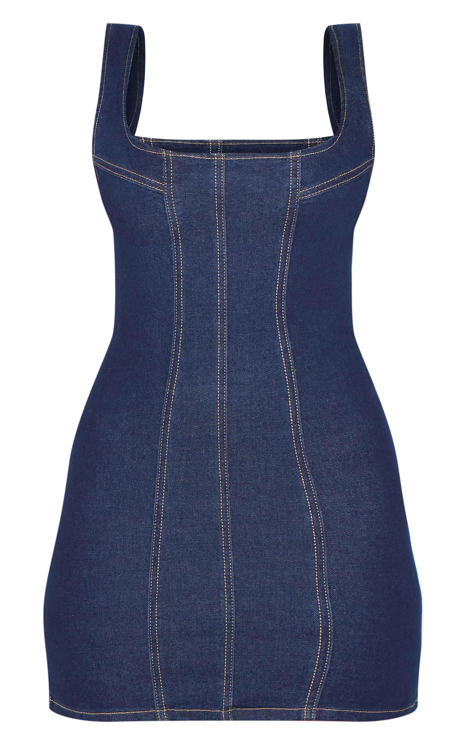 Indigo Seam Detail Mini Dress Product Image