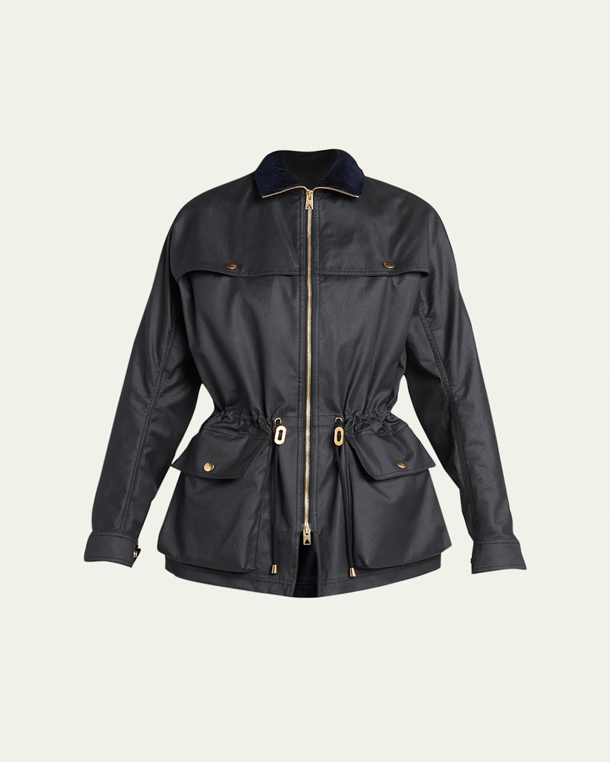 Womens Coated Cotton Short Parka Jacket Product Image