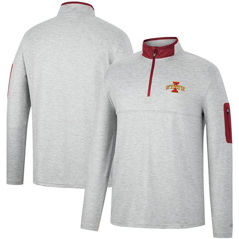 Mens Colosseum Heathered Gray/Cardinal Iowa State Cyclones Country Club Windshirt Quarter-Zip Jacket Product Image