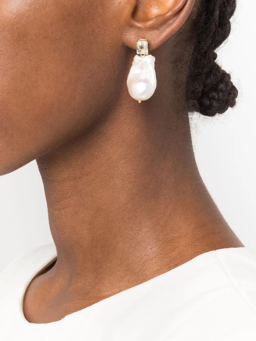 MATEO 14k Yellow Gold Amethyst And Pearl Drop Earrings Product Image