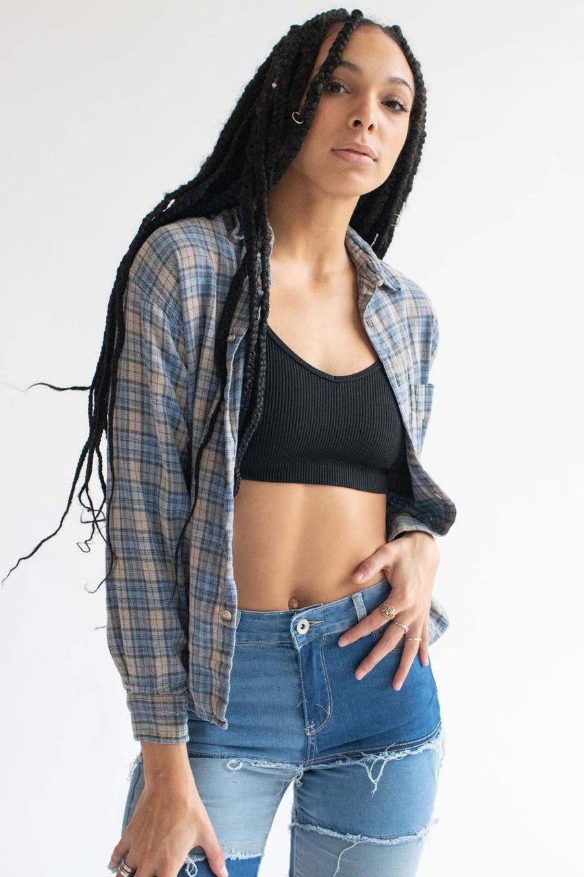 Black Ribbed Seamless Bralette Product Image