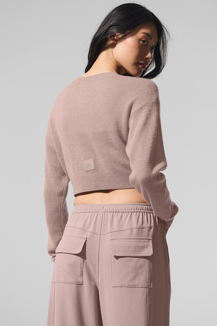 Sheer Cashmere Cropped Cardigan - Taupe Product Image