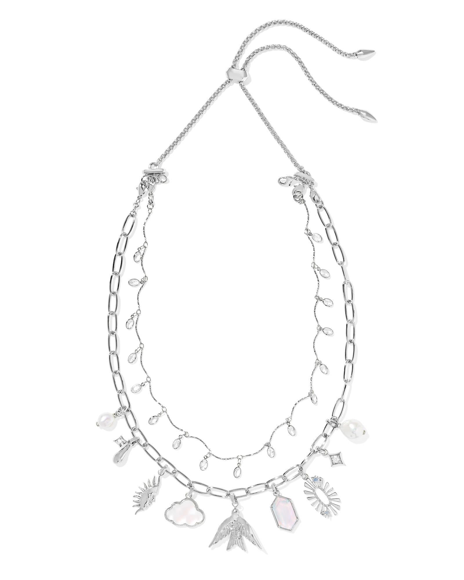 Melody Convertible Silver Statement Charm Necklace in Freshwater Cultured Pearl Product Image