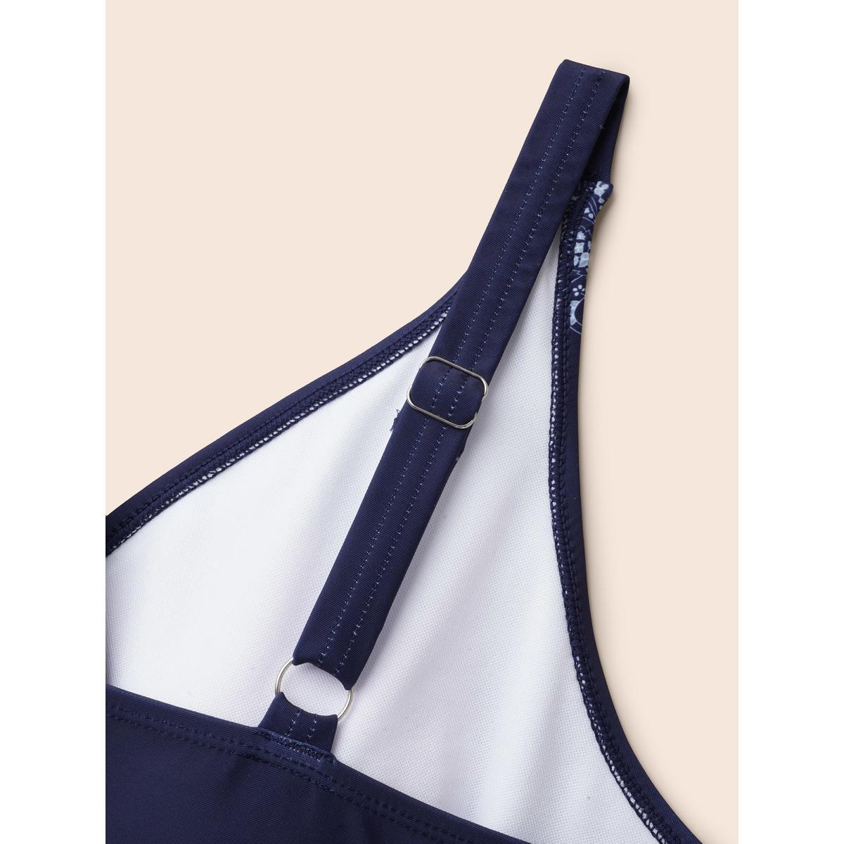 Plus Size Surplice Neck Boho Ruched One-Piece Swimsuit Women's Swimwear Indigo Beach Gathered Curve Bathing Suits High stretch One Pieces BloomChic 14-16/1X Product Image