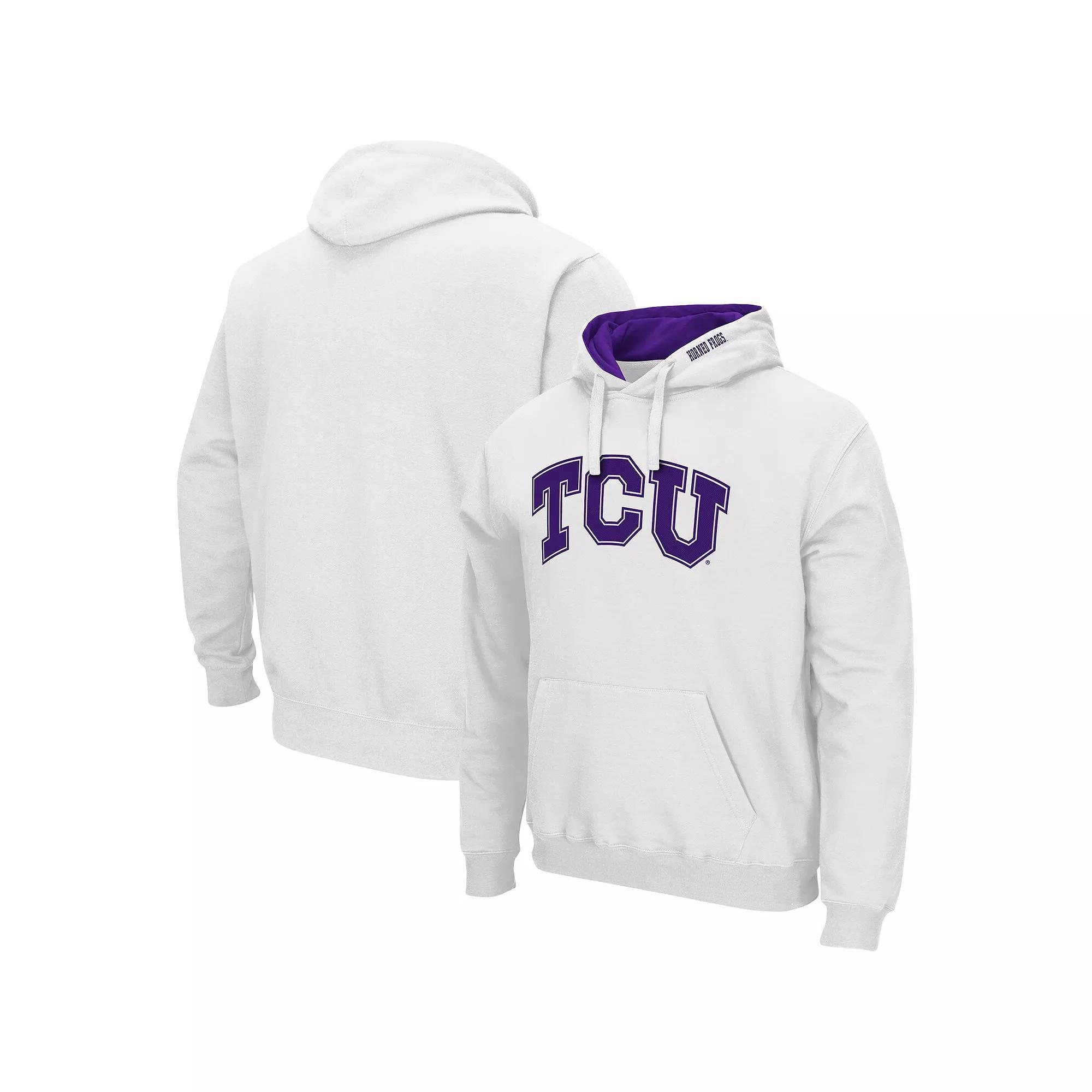 Men's Colosseum White TCU Horned Frogs Arch & Logo 3.0 Pullover Hoodie, Size: 3XL Product Image