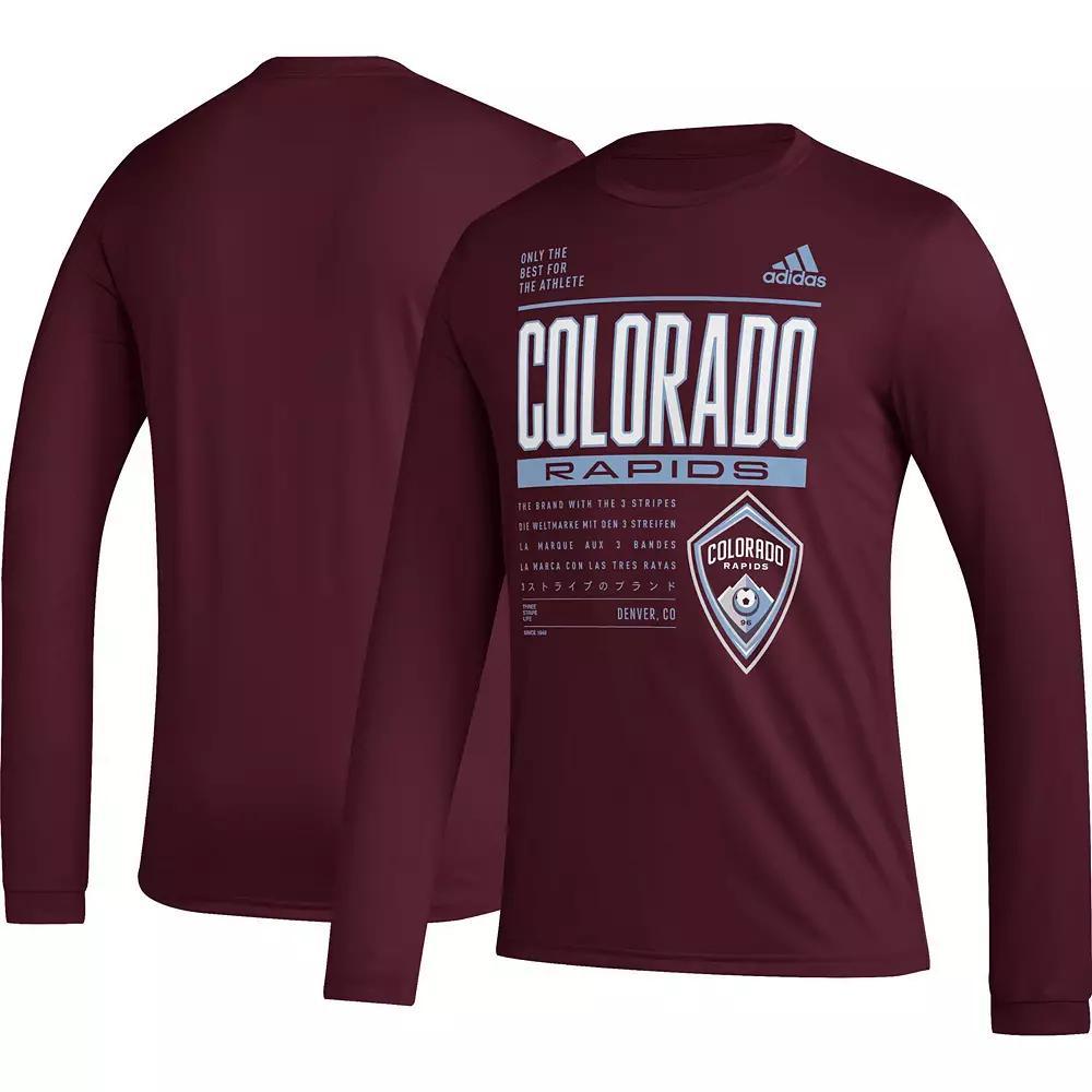 Mens adidas Burgundy Colorado Rapids Club DNA Long Sleeve T-Shirt Product Image