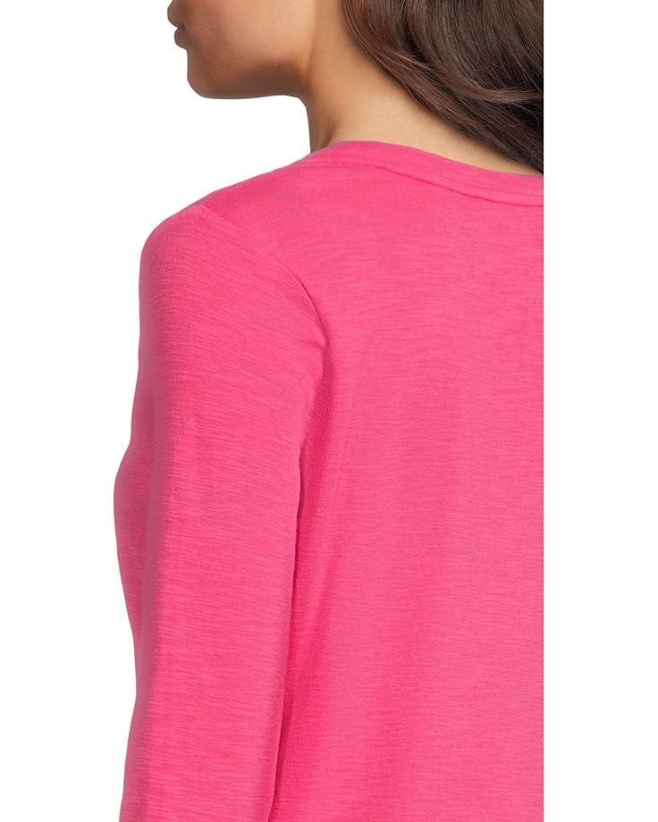 3/4 Sleeve V-Neck Tee with Curved Hem Product Image