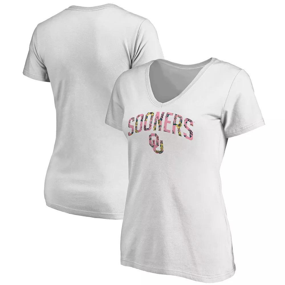 Women's Fanatics Branded White Oklahoma Sooners Floral Arched V-Neck T-Shirt, Size: 3XL Product Image