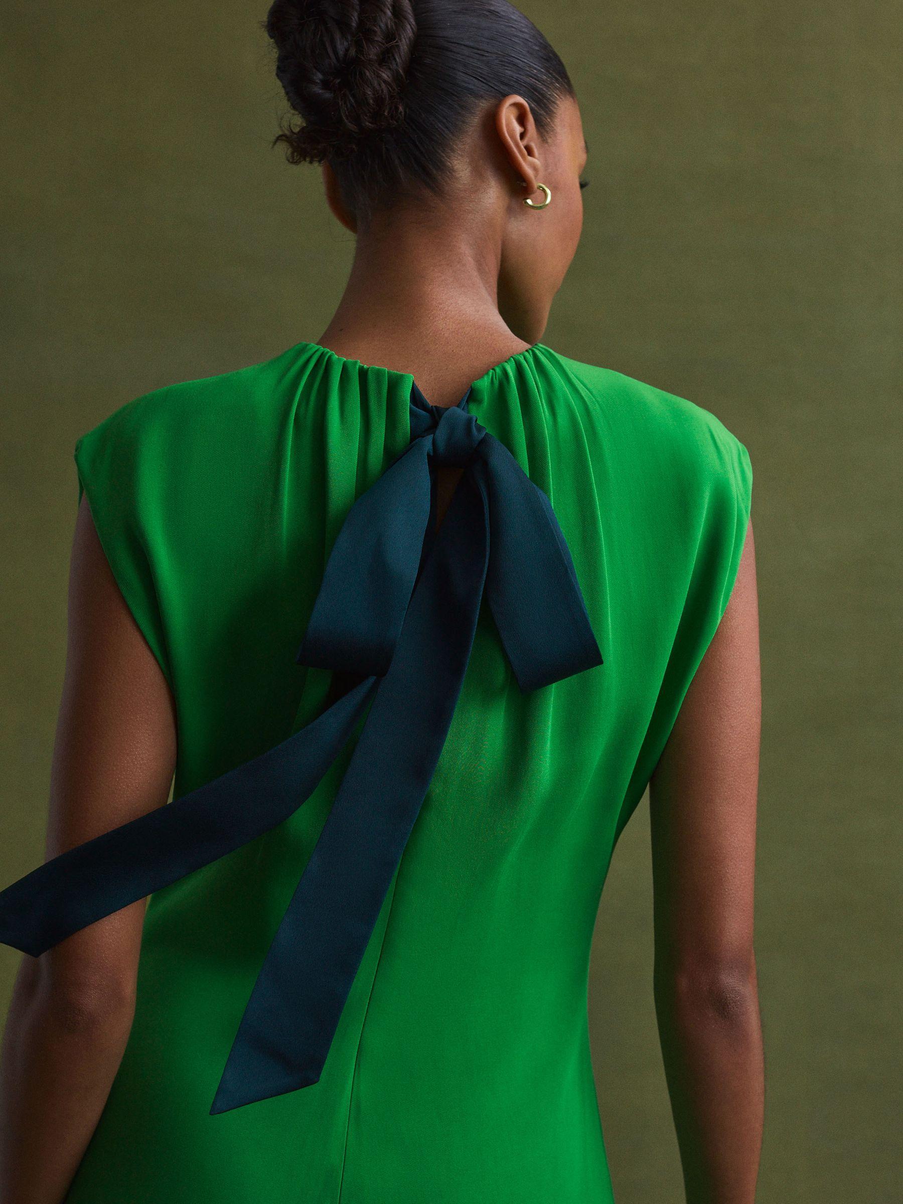 Florere Tie Neck Midi Dress in Bright Green Product Image