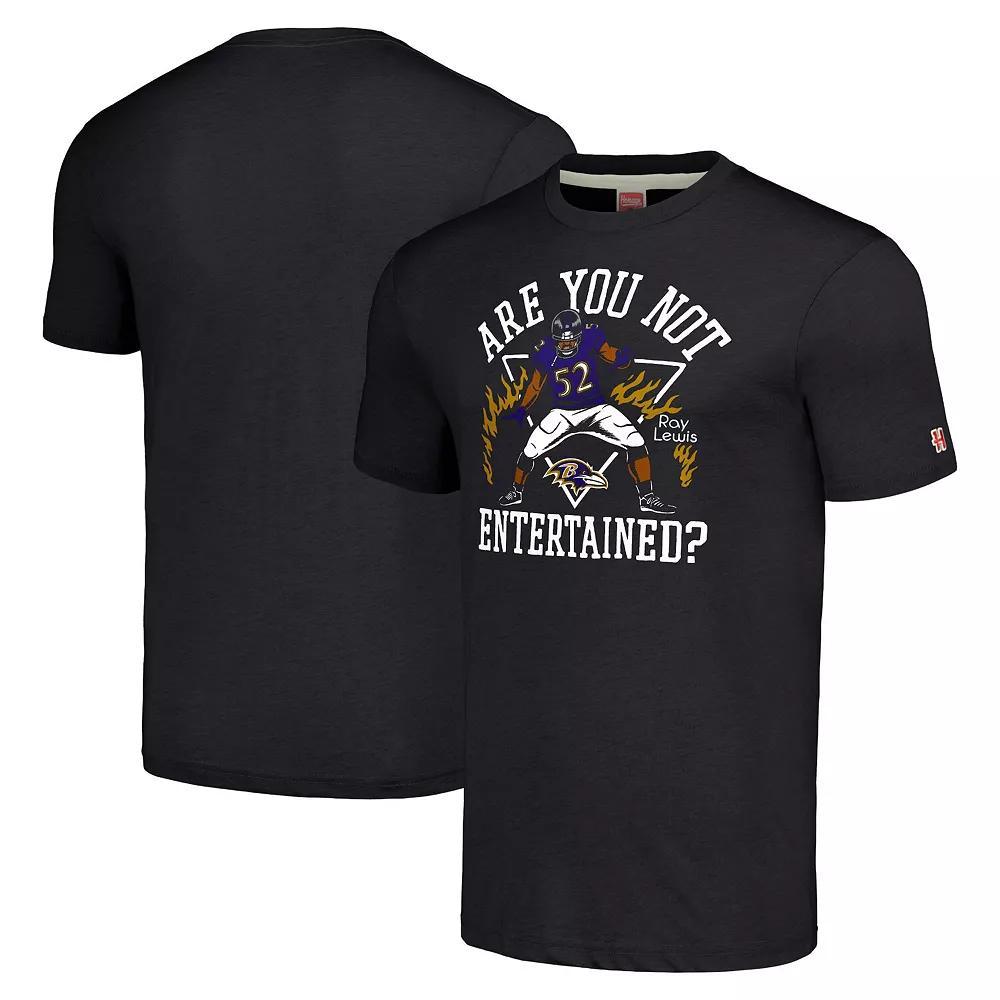 Men's Homage Ray Lewis Charcoal Baltimore Ravens Retired Player Caricature Tri-Blend T-Shirt, Size: Medium Product Image