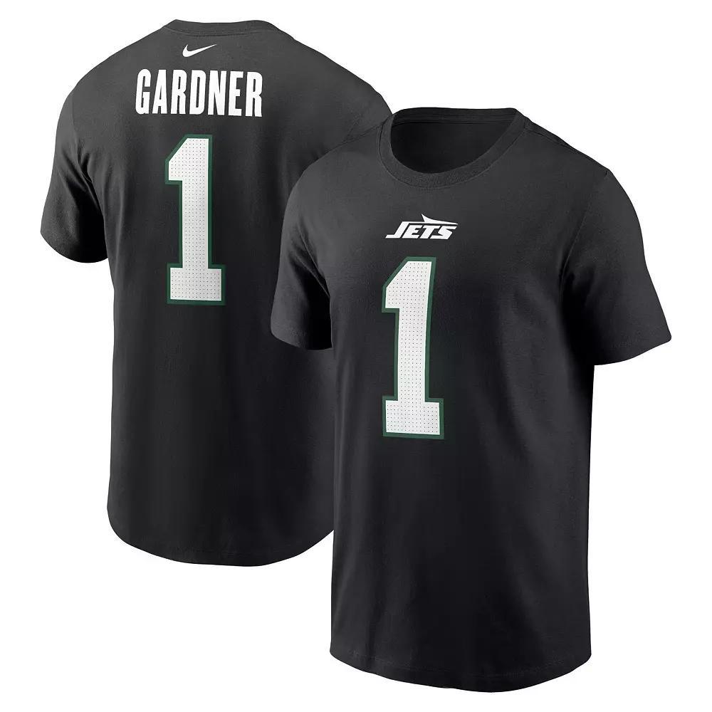Men's Nike Ahmad Sauce Gardner Black New York Jets Name & Number T-Shirt, Size: Large Product Image
