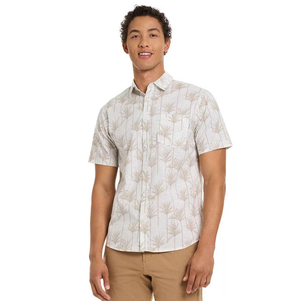 Men's Hurley Tropical Print Short Sleeve Button-Up Shirt, Size: Medium, White Product Image