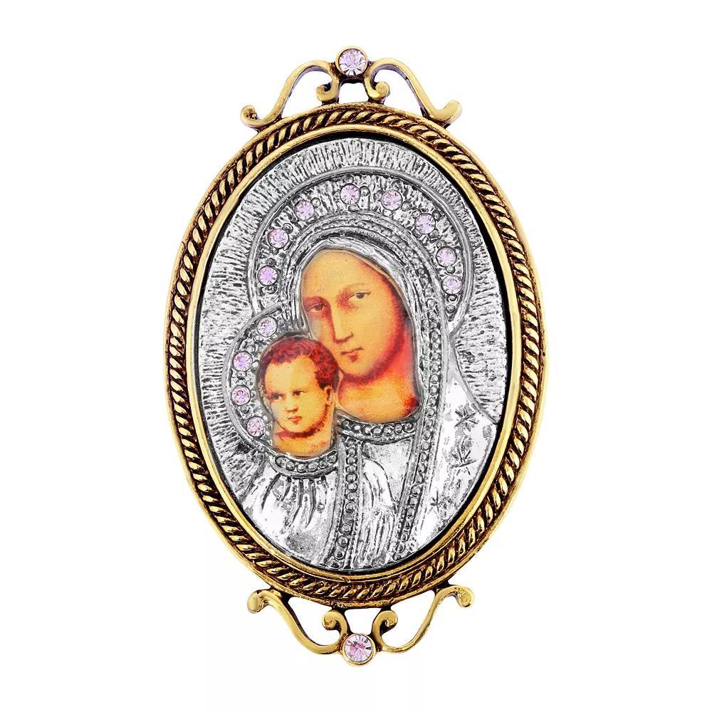 Symbols of Faith 14k Gold-Dipped & Silver-Tone Iconica Mary Brooch, Womens, Multi Product Image