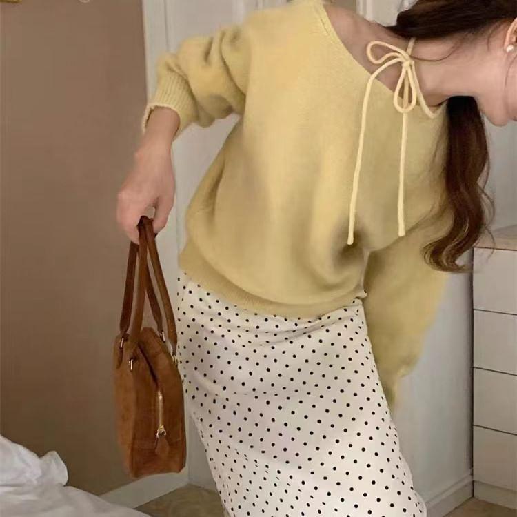 Halter Neck Plain Sweater Product Image