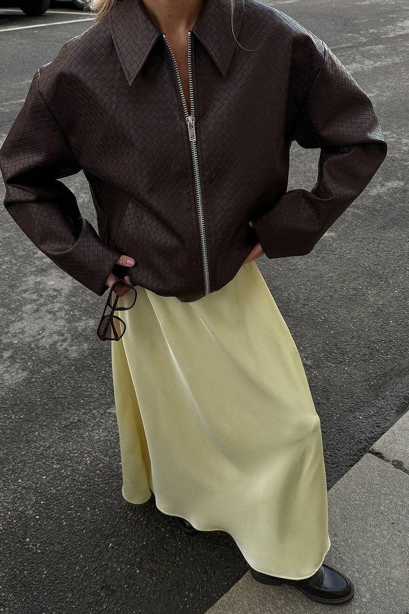 Mid Waist Maxi Satin Skirt Product Image