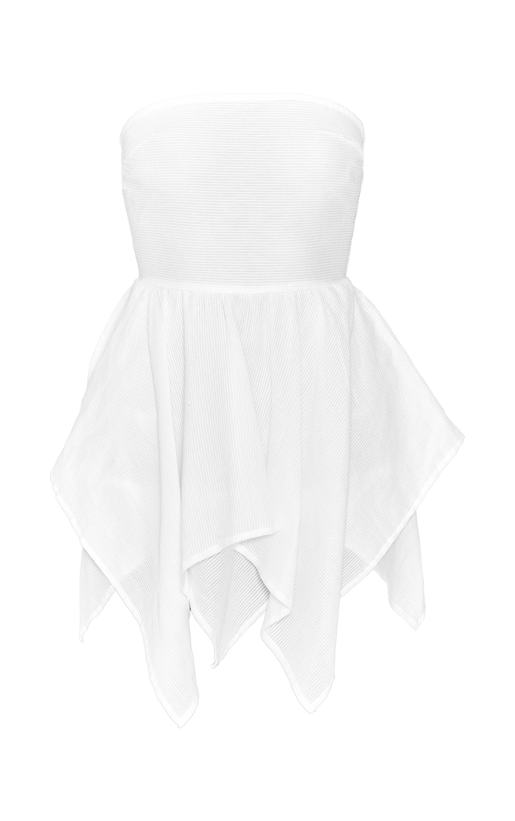 White Textured Bandeau Tie Back Shift Dress Product Image