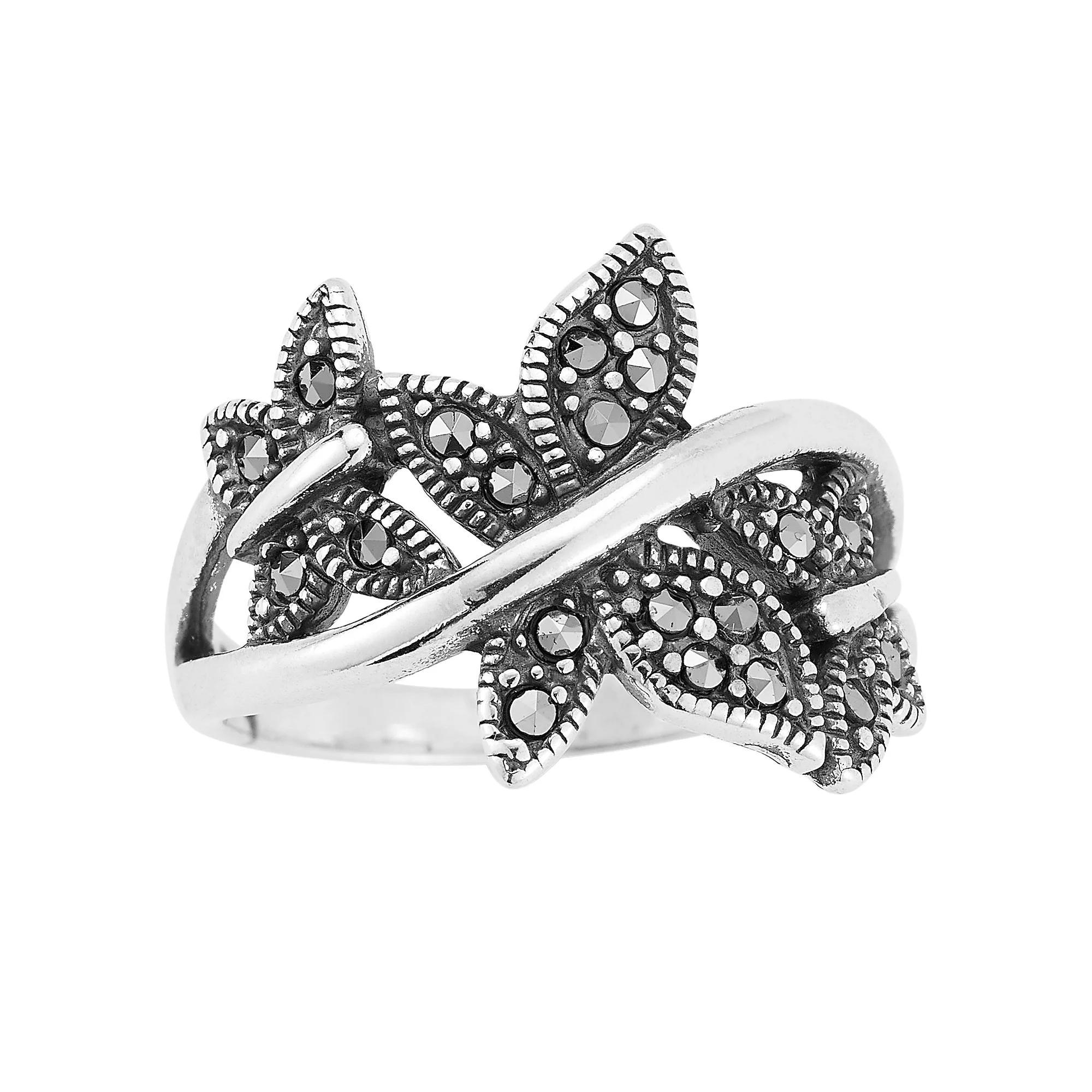Sunkissed Sterling Sterling Silver Oxidized Cubic Zirconia Tri Butterfly Ring, Women's, Size: 6, Silver Tone Product Image