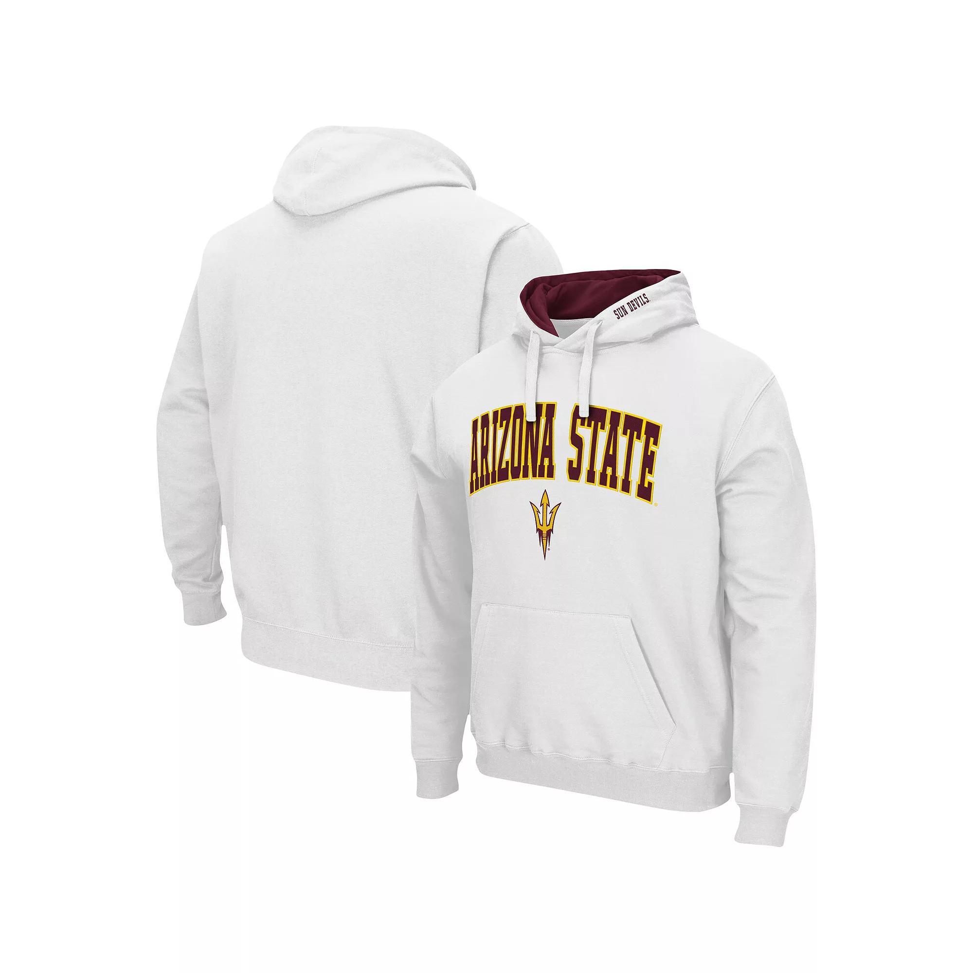 Men's Colosseum White Arizona State Sun Devils Arch & Logo 3.0 Pullover Hoodie, Size: 2XL Product Image