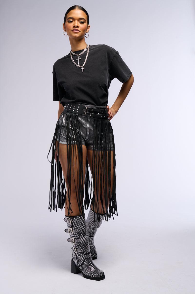 BLANCA METALLIC COATED DENIM SHORT Product Image
