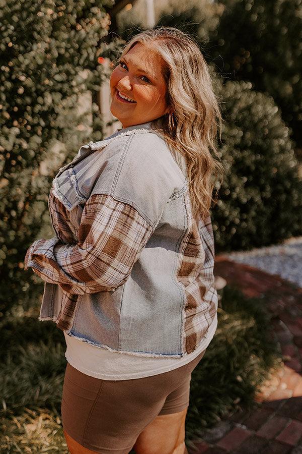 Fall Latte Denim Jacket Curves Product Image
