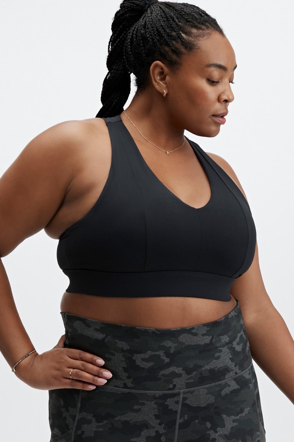 Fabletics On-The-Go Midi Medium Impact Sports Bra Womens black plus Size 4X Product Image