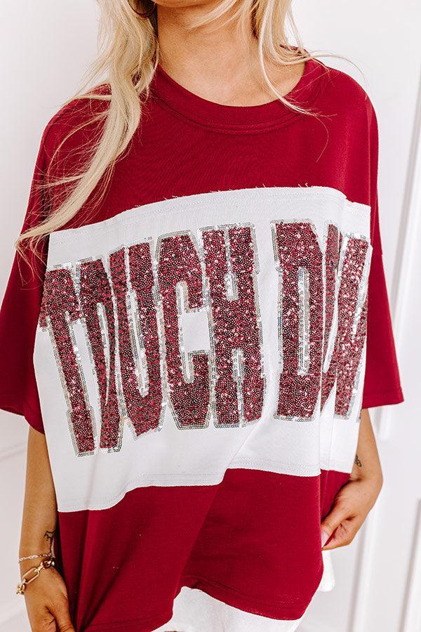 It's a Touch Down Sequin Oversized Tee in Red Product Image