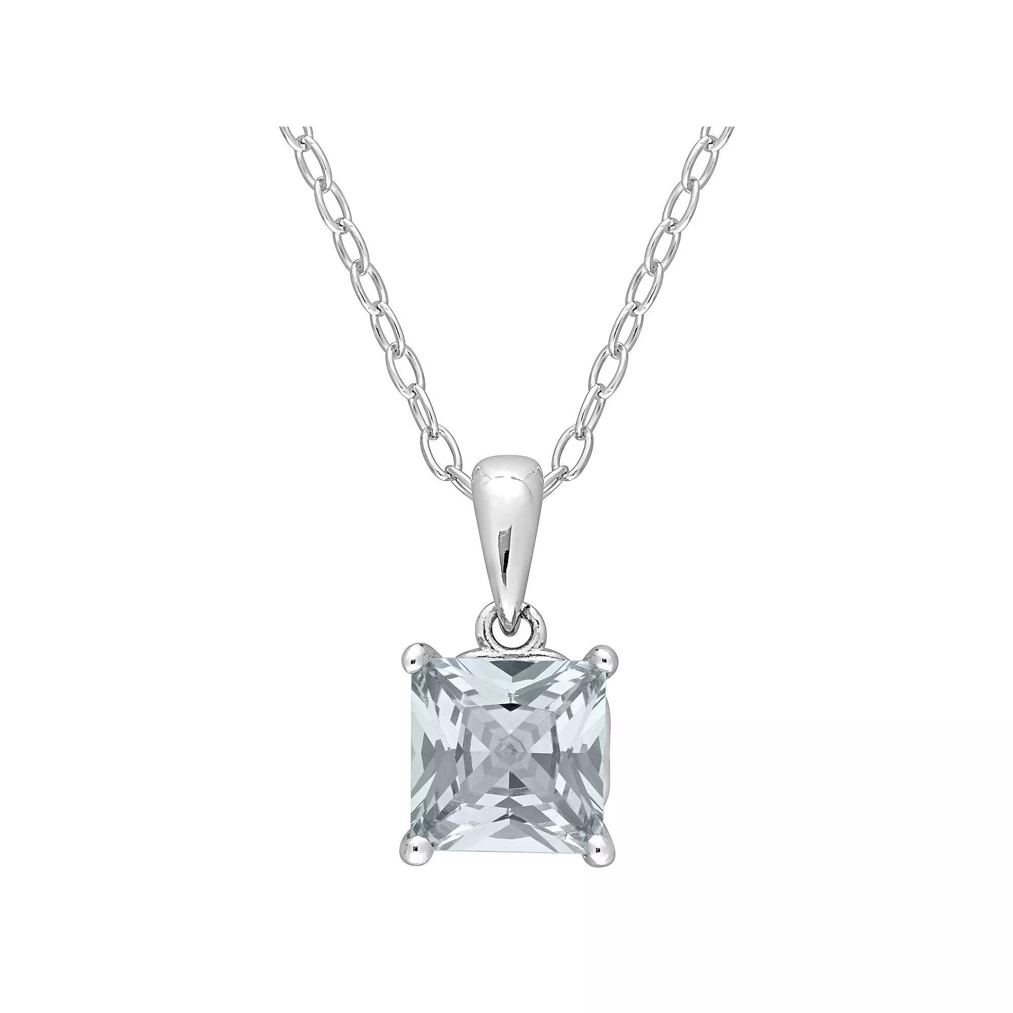 Stella Grace Sterling Silver & Gemstone Stud Pendant Necklace, Women's, Size: 18", Created Blue Spinel Product Image