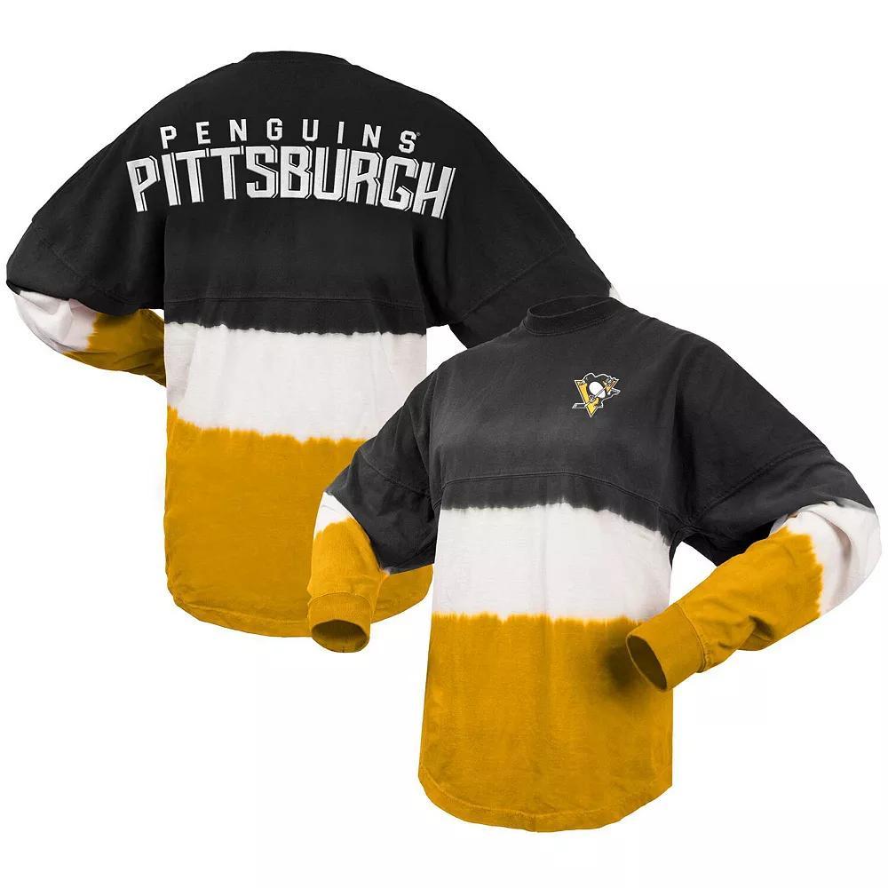 Women's Fanatics Branded Black/Gold Pittsburgh Penguins Ombre Long Sleeve T-Shirt, Size: Medium Product Image