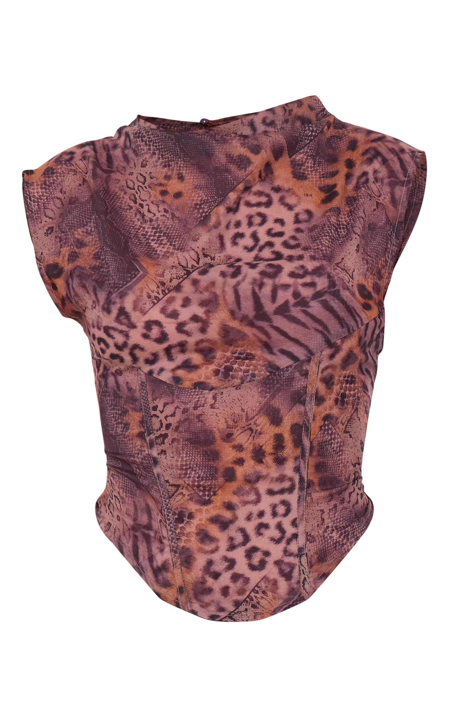 Leopard Printed Chiffon High Neck Top Product Image