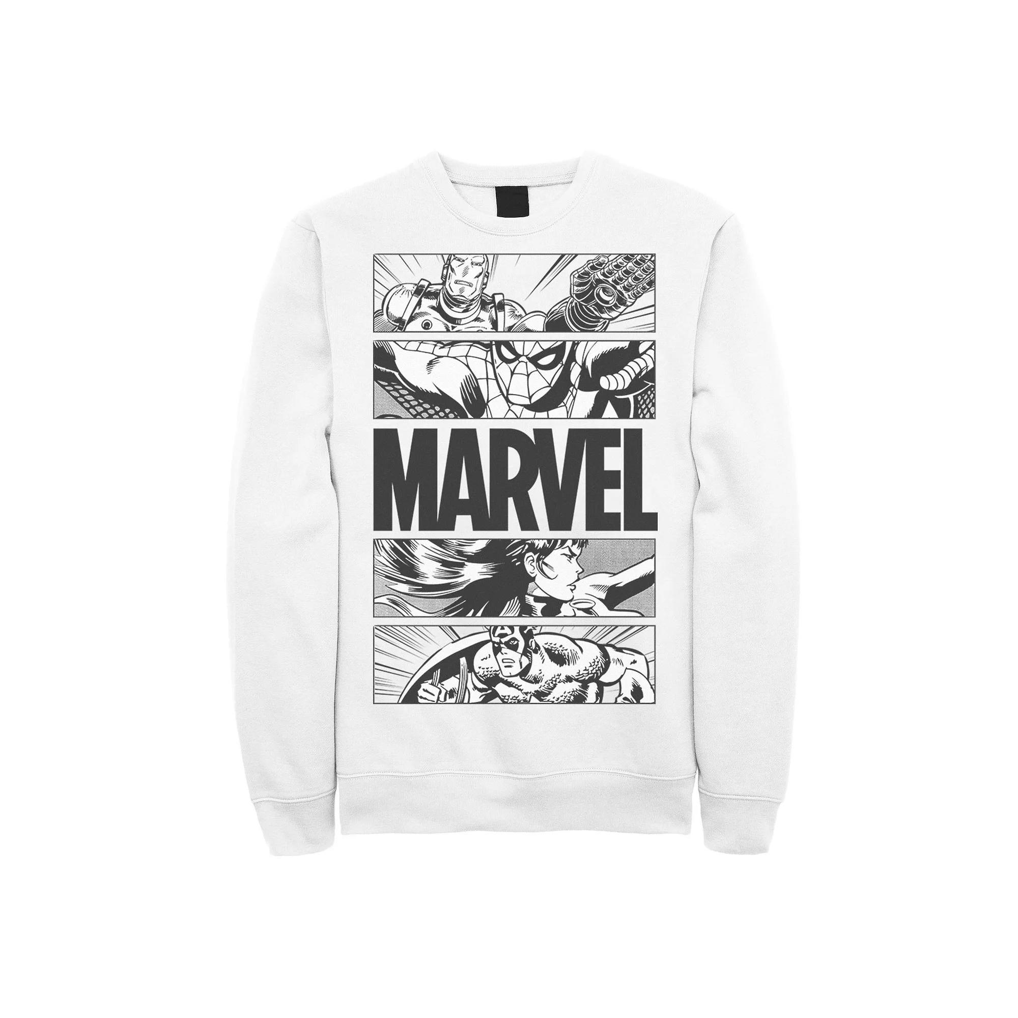 Men's Marvel Avengers Retro Action Panel Fill Sweatshirt, Boy's, Size: XXL, White Product Image
