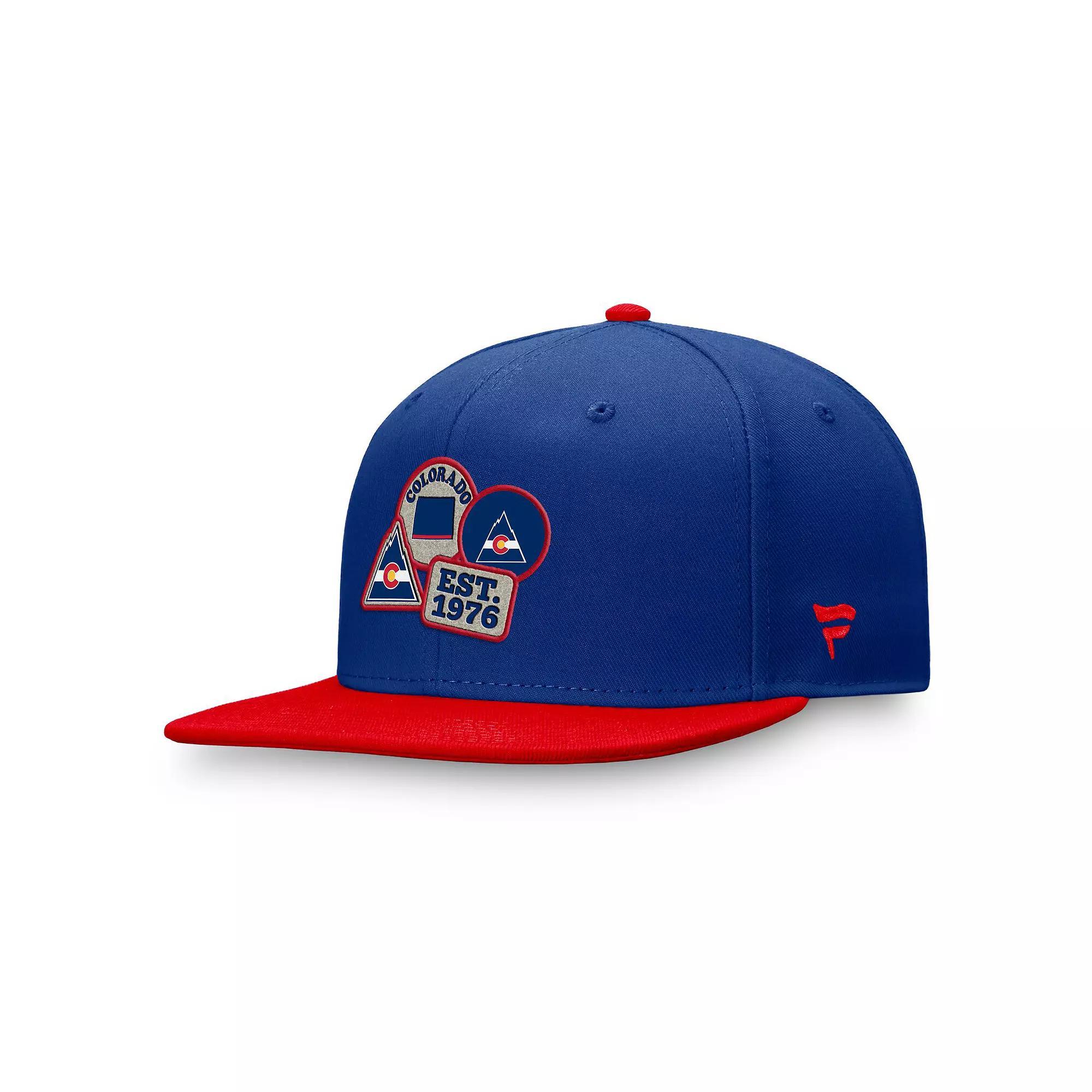 Men's Fanatics  Blue/Red CO Rockies Heritage Patches Fitted Hat, Size: 7 3/8, Nhl Blue Product Image