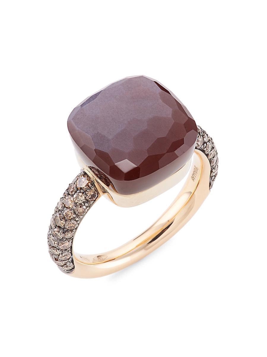 Womens Nudo Maxi Two-Tone 18K Gold, Moonstone & Diamond Ring Product Image